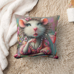 Pretty Rat Lady Having a Martini Contemplating Cushion