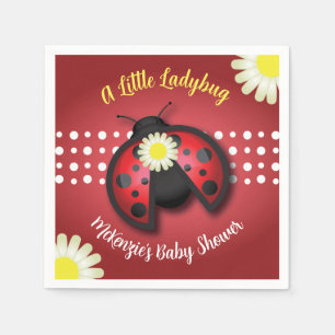 Pretty Red and Black Ladybug Daisies Baby Shower Napkin