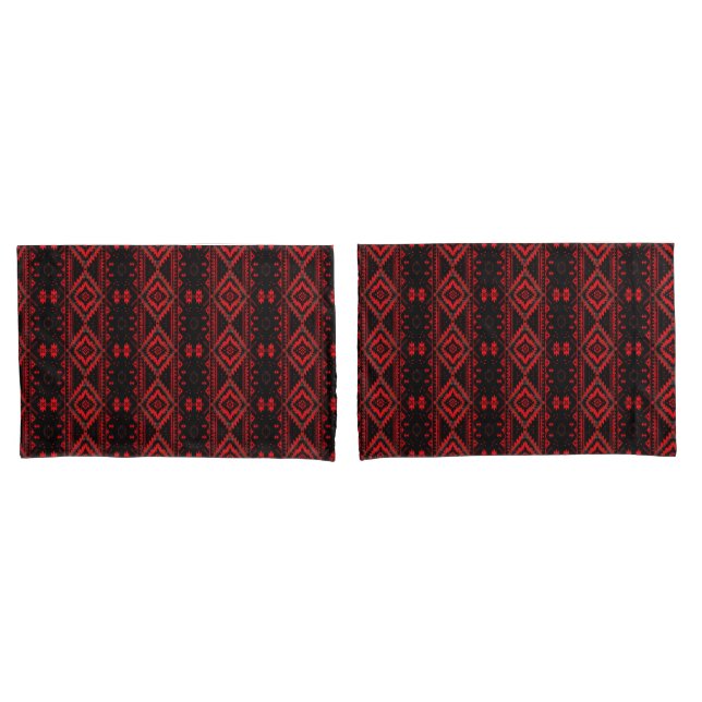 Pretty Red and Black Native American Pattern Pillowcase (Front-Set)