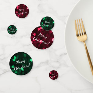 Pretty Red and Green Merry Christmas Bokeh Lights Confetti