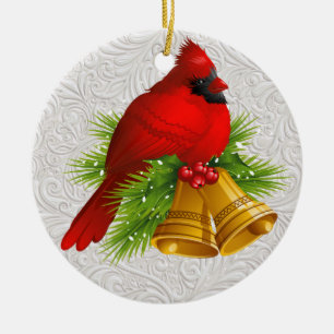 Pretty Red Bird Ceramic Ornament