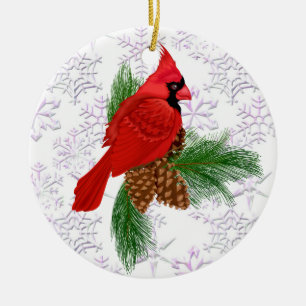 Pretty Red Bird Ceramic Tree Decoration