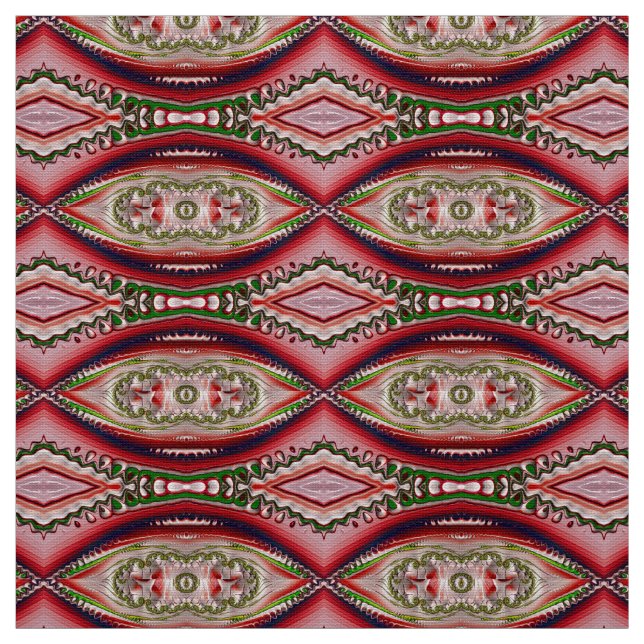 ~ Pretty Red Blue Green FQ Fabric Fractal ~ (Swatch)