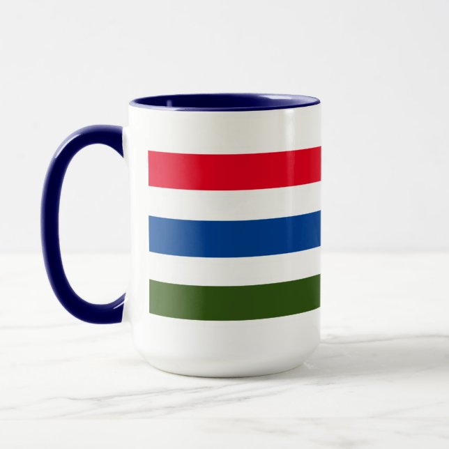 Pretty Red Blue Green Stripe on White Background Mug (Left)