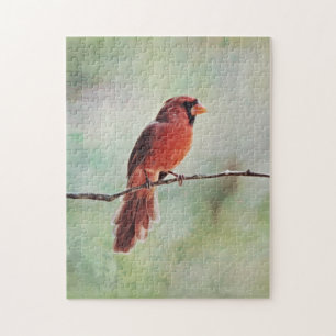 Pretty Red Cardinal Bird on Branch Puzzle