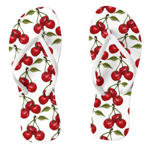 Pretty Red Cherry Watercolor Thongs
