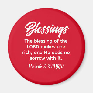 Pretty Red Christian Faith Blessings Bible Verse Magnet