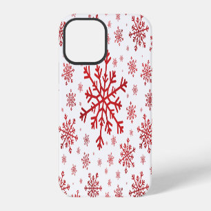 Pretty Red Christmas Snowflakes on Winter White iPhone 12 Pro Case