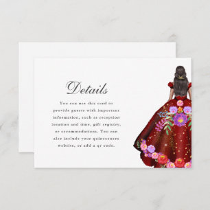 Pretty Red Fiesta Floral Quinceanera Details RSVP Card