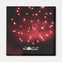 Pretty Red Fireworks Night Sky Custom Year Magnets