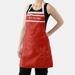 Pretty Red Floral Pattern Apron