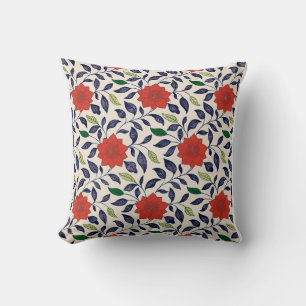 Pretty red floral pattern cushion