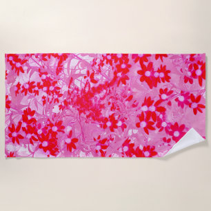 Pretty Red Flowers Beach Towel