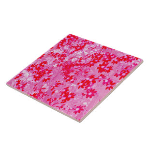 Pretty Red Flowers Ceramic Tile