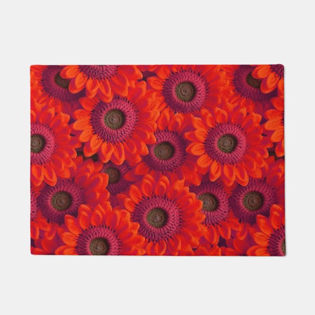 Pretty red flowers pattern doormat (Front)