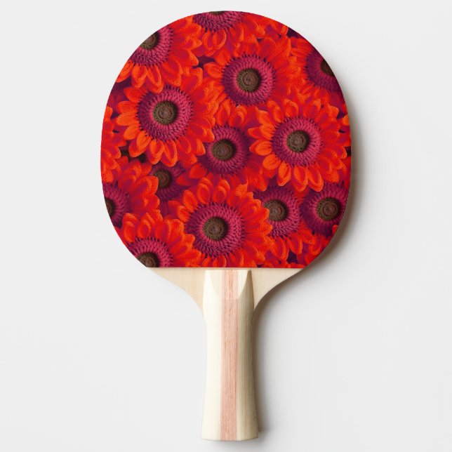 Pretty red flowers pattern ping pong paddle (Front)