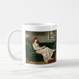 Pretty Red Haired Maiden Reading Book Lover Art Coffee Mug