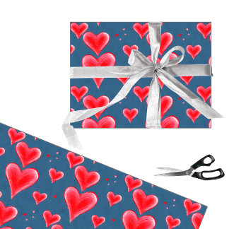 Pretty red hearts pattern wrapping paper