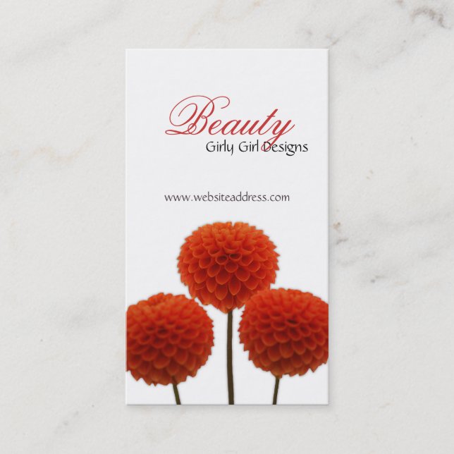 Pretty Red Pom Flowers Business Cards (Front)