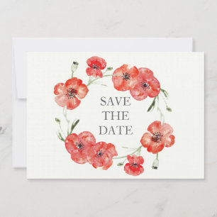 Pretty Red Poppies floral save the dates Date