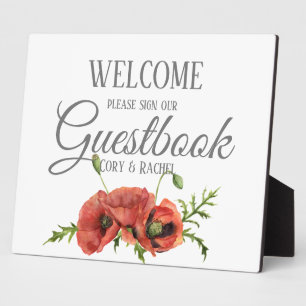 Pretty Red Poppies Guestbook Tabletop Plaque