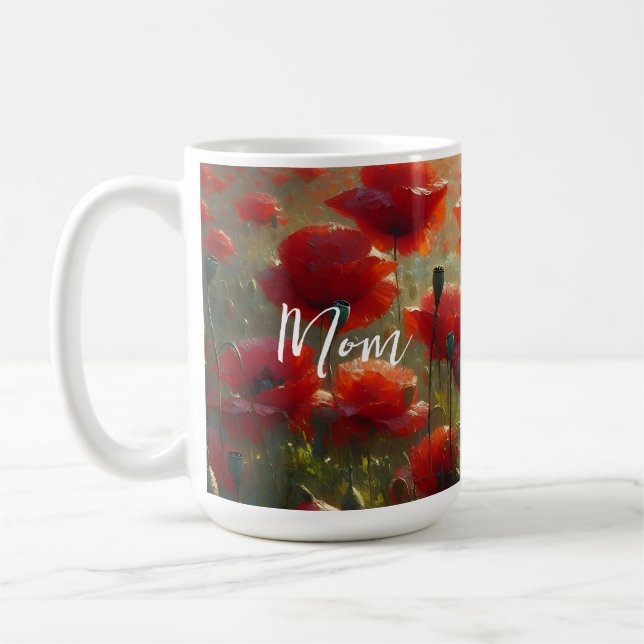 Pretty Red Poppy Field on a Summer Day Coffee Mug (Left)
