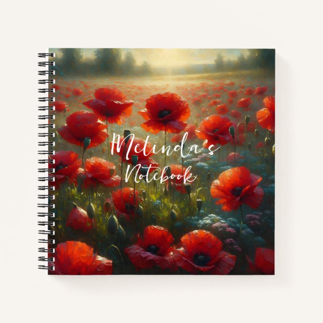 Pretty Red Poppy Field on a Summer Day  Notebook (Front)