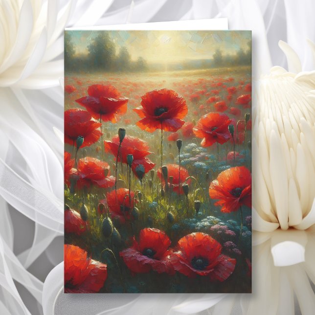 Pretty Red Poppy Field | Thinking About You Card (Creator Uploaded)