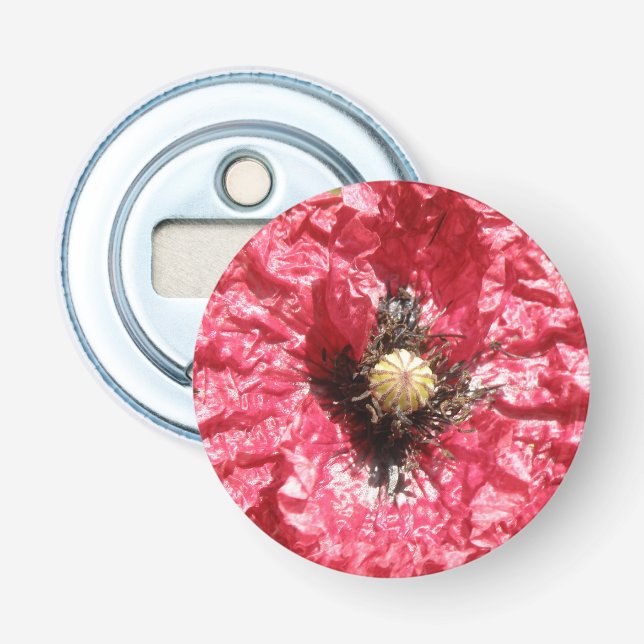 Pretty Red Poppy Flower macro Bottle Opener (Front)