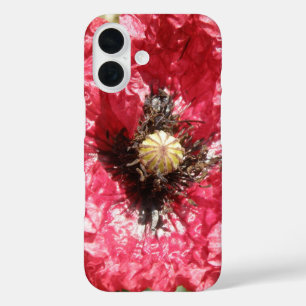 Pretty Red Poppy Flower Macro iPhone 16 Case