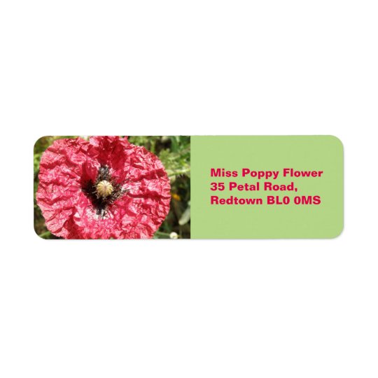 Pretty Red Poppy Flower Macro Custom Labels
