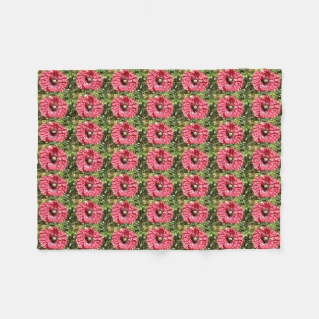 Pretty Red Poppy Flower Macro Fleece Blanket (Front (Horizontal))
