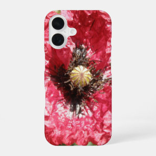 Pretty Red Poppy Flower Macro iPhone 16 Case