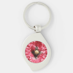 Pretty Red Poppy Flower Macro Keychain