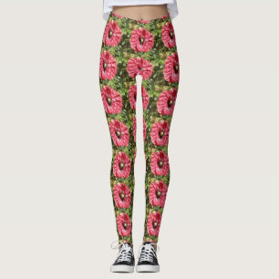 Pretty Red Poppy Flower Macro Leggings