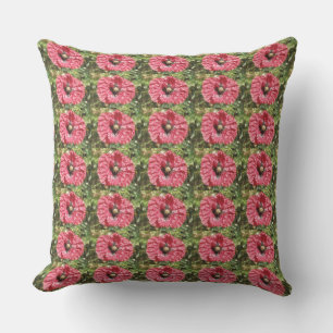 Pretty Red Poppy Flower Macro Outdoor Pillow
