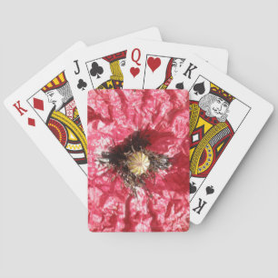 Pretty Red Poppy Flower Macro Playing cards