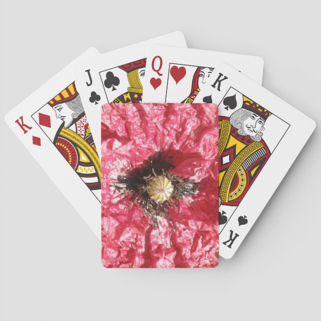 Pretty Red Poppy Flower Macro Playing cards (Back)
