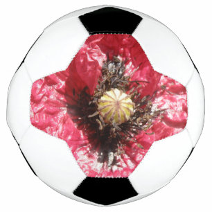 Pretty Red Poppy Flower Macro Soccer Ball