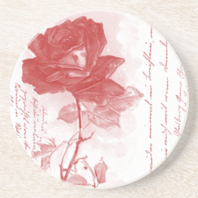 Pretty Red Rose Coaster (Front)