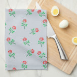 Pretty Red Rose Country Cottage Pattern  Tea Towel<br><div class="desc">Pretty and feminine country cottage style red rose pattern kitchen towel.</div>