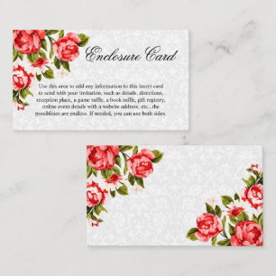 Pretty Red Rose Floral Enclosure Card