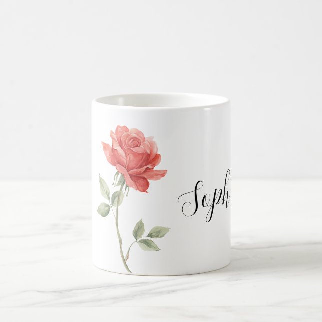 Pretty Red Rose Flower Coffee Mug (Center)