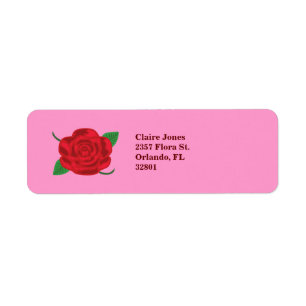 Pretty Red Rose Return Address Label