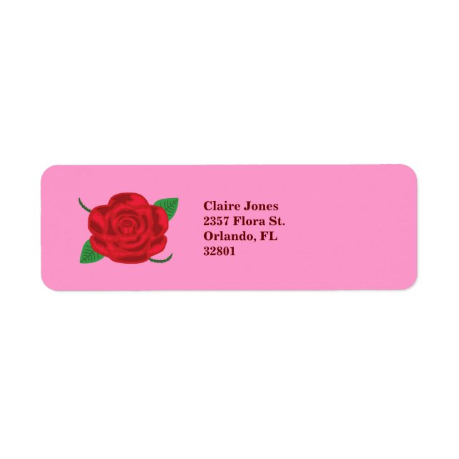 Pretty Red Rose Return Address Label (Front)