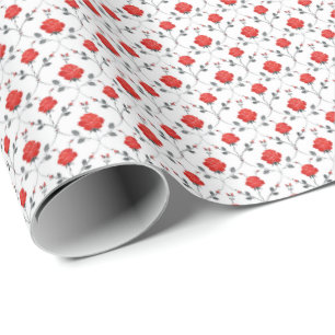 Pretty Red Roses and Rose Buds Gift Wrapping Paper