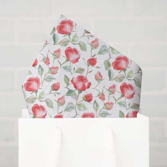 Pretty Red Roses Wedding Tissue Paper (Gift Bag)