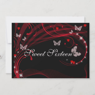Pretty Red Sweet Sixteen Invitation