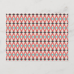 Pretty Red Teal Aztec Weaving Diamond Pattern Postcard