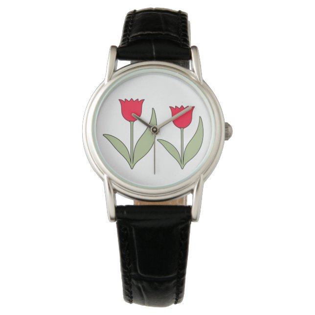pretty red tulips watch (Front)